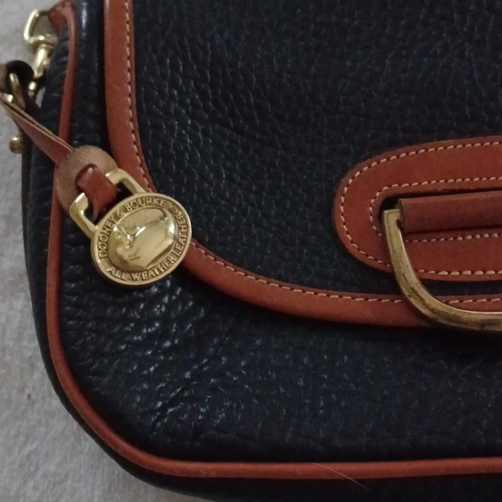 Dooney & Bourke Pebbled Leather Black/ Brown Leather Crossbody - Picture 7 of 11